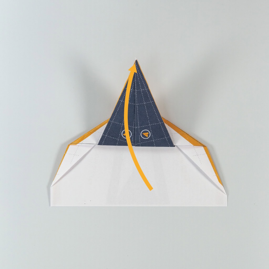 Fold the nose up along the horizontal line.