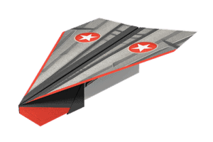 Red and Grey B22 Bomber paper airplane design