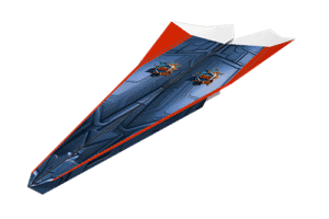 blue and red Stinger Paper airplane design