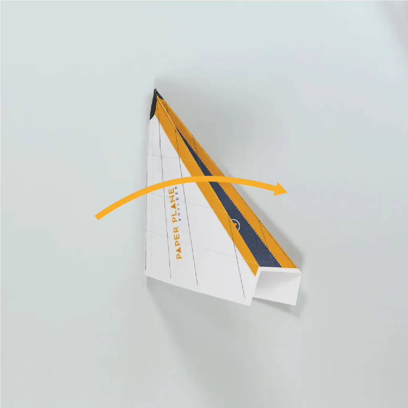 Fold the plane inwards and crease to define the wings.