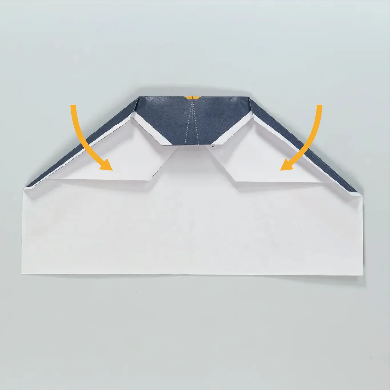 Fold the edge of the left and right wings inward.
