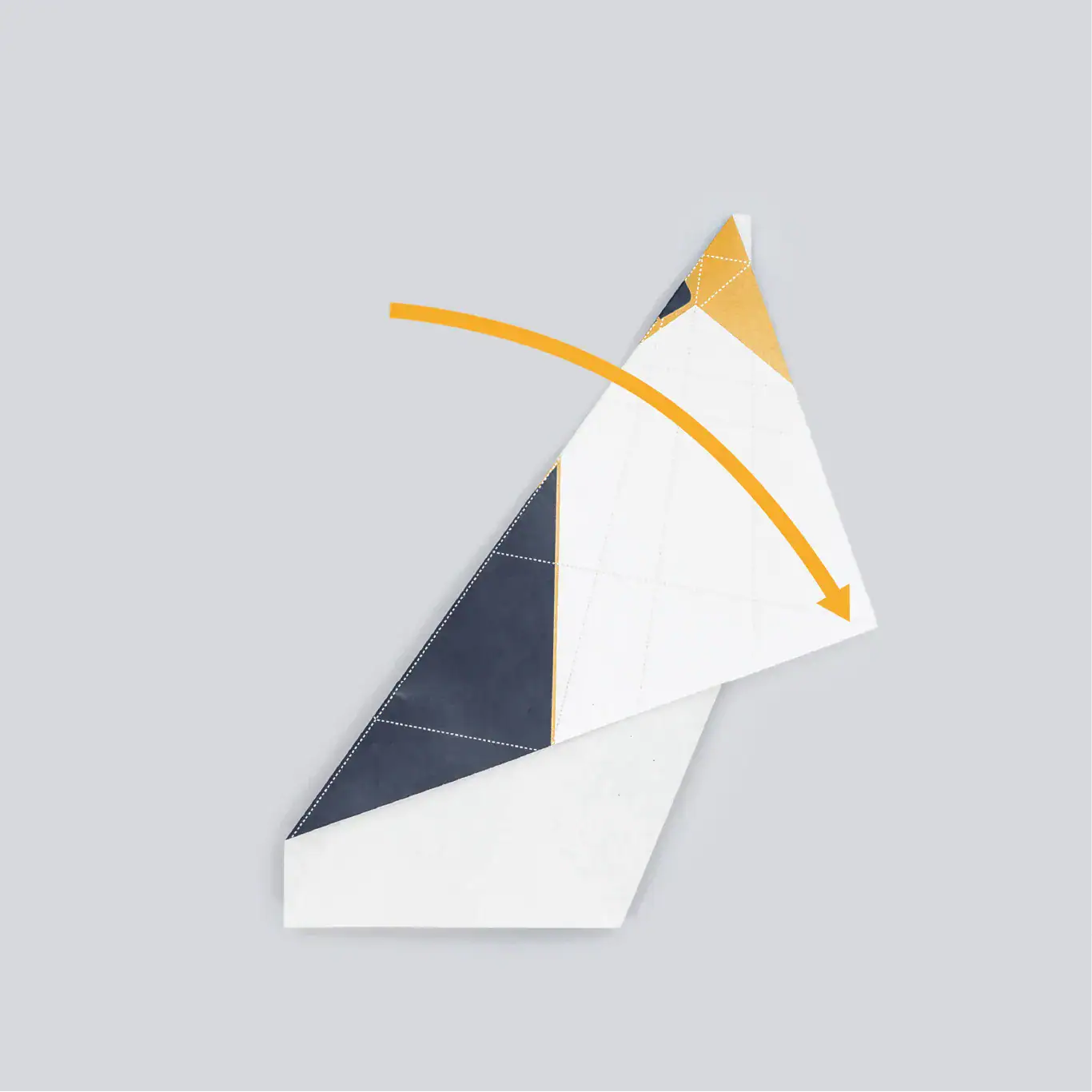 Fold the upper left corner of each side of the plane down and to the right to expose the graphics on the inside. REF: Line #3